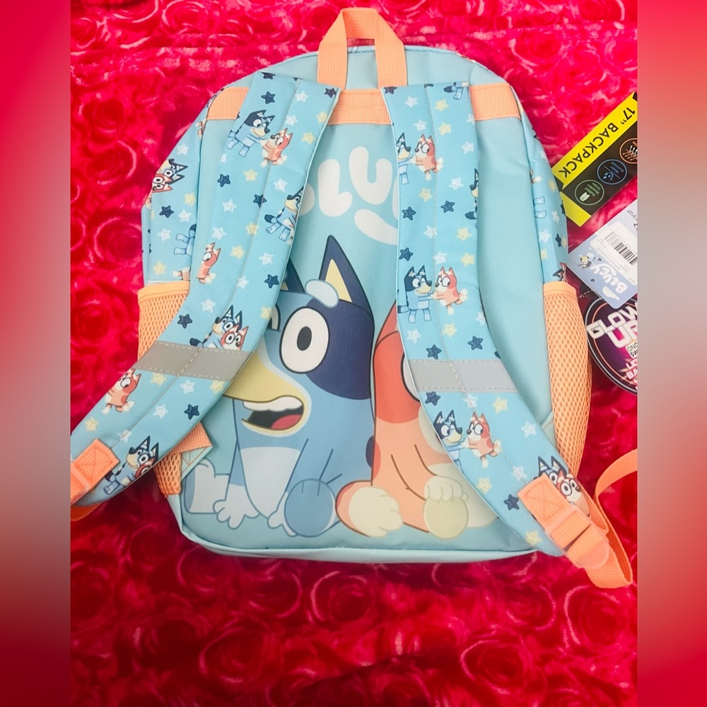 BBC Bluey&Bingo Kids' Unisex 17"Light-Up Stars &Stripes Backpack Blue&Orange New - Picture 8 of 8